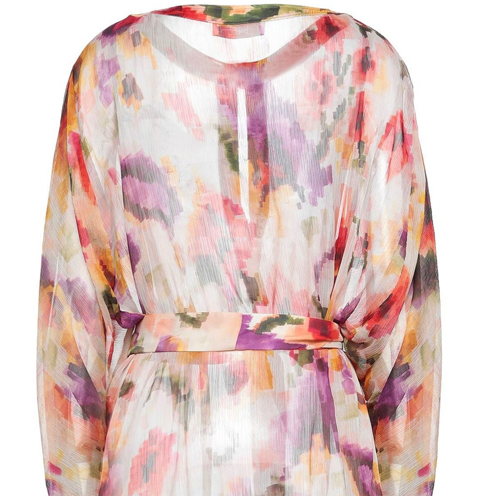 Kaftan Beach Dress Floral Sheer Belted Summer Dress Size 42 – RP £239.00