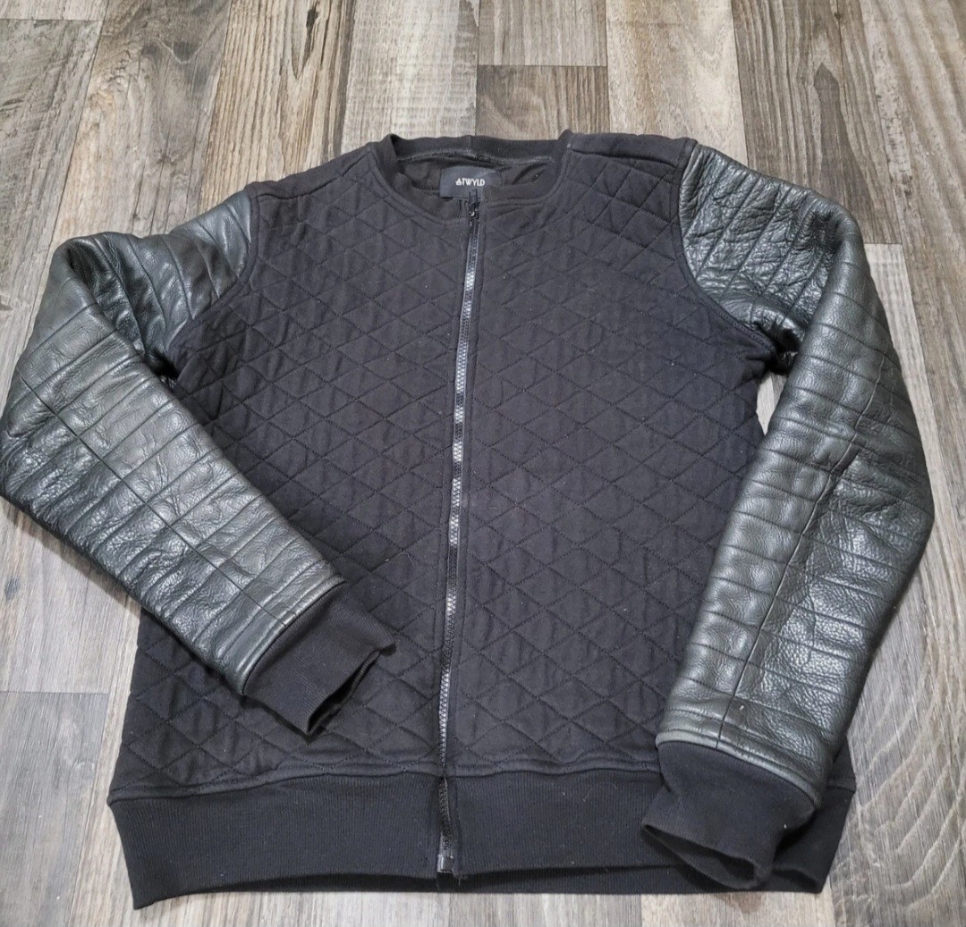 ATWYLD Women’s Navigate Leather Motorcycle Sweatshirt Size Large Black