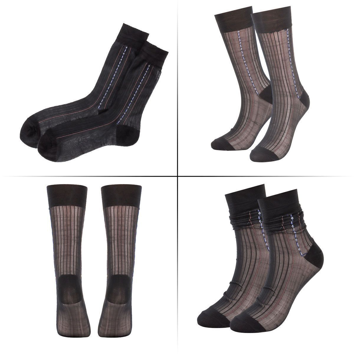 1/3/5 Pairs Men Ultra Thin Dress Socks Silk Sheer Business Work Socks Soft Nylon