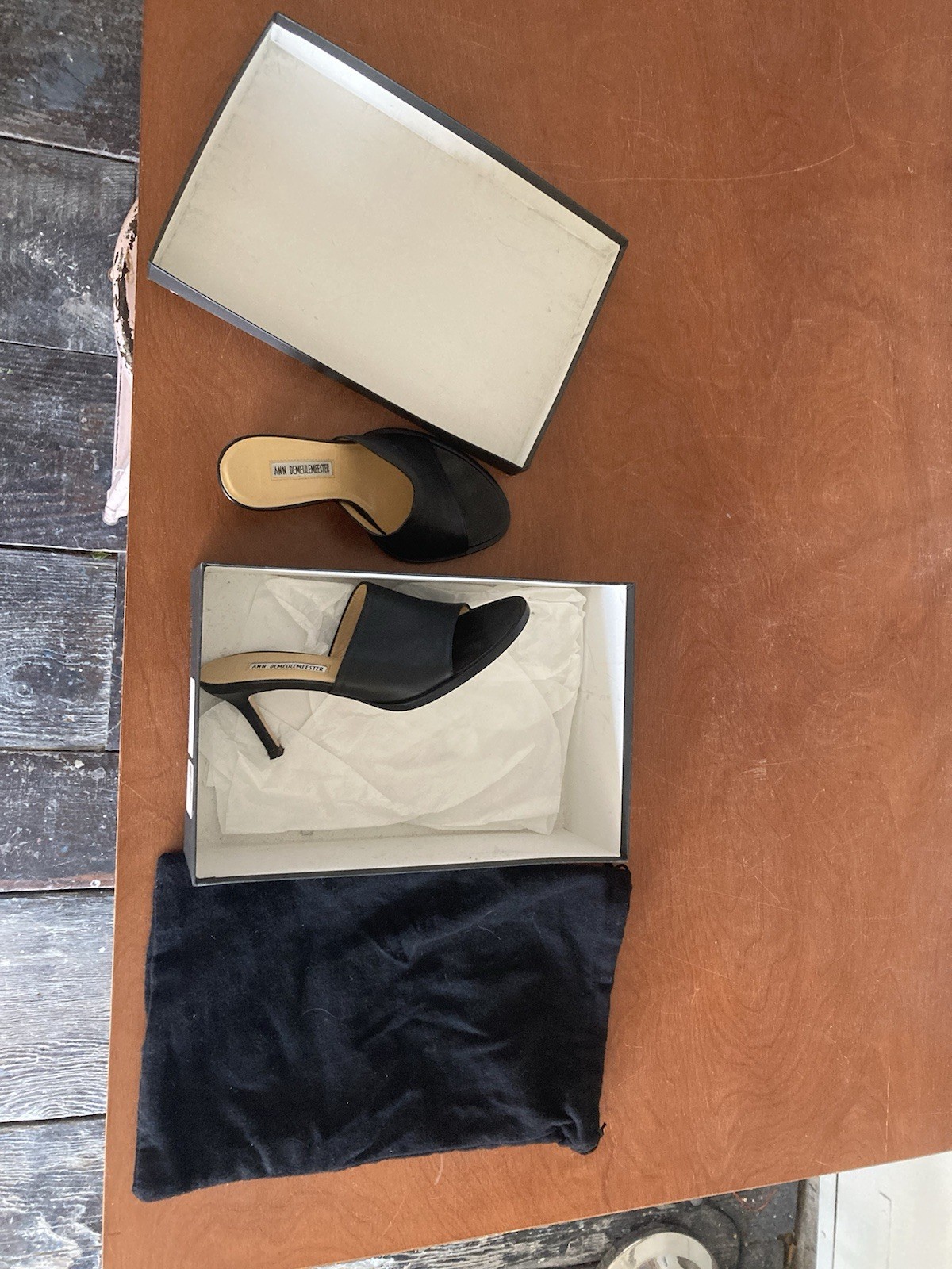Black Leather Heeled Mules Slides New With Box and dust bag 37 EU 7 US Women’s