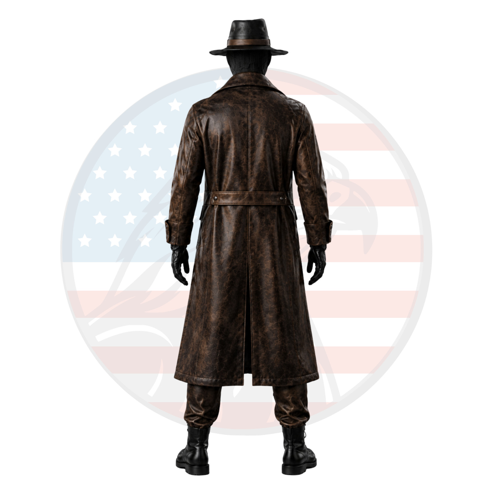Spider Noir Brown Leather Trench Coat Spider-Man Halloween Cosplay