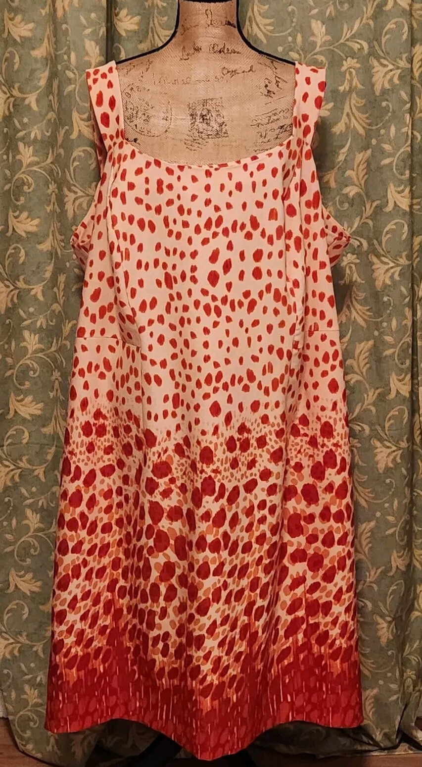 Maya Brooke Women’s 24W Coral Red Sleeveless Ombre Spotted Sheath Dress