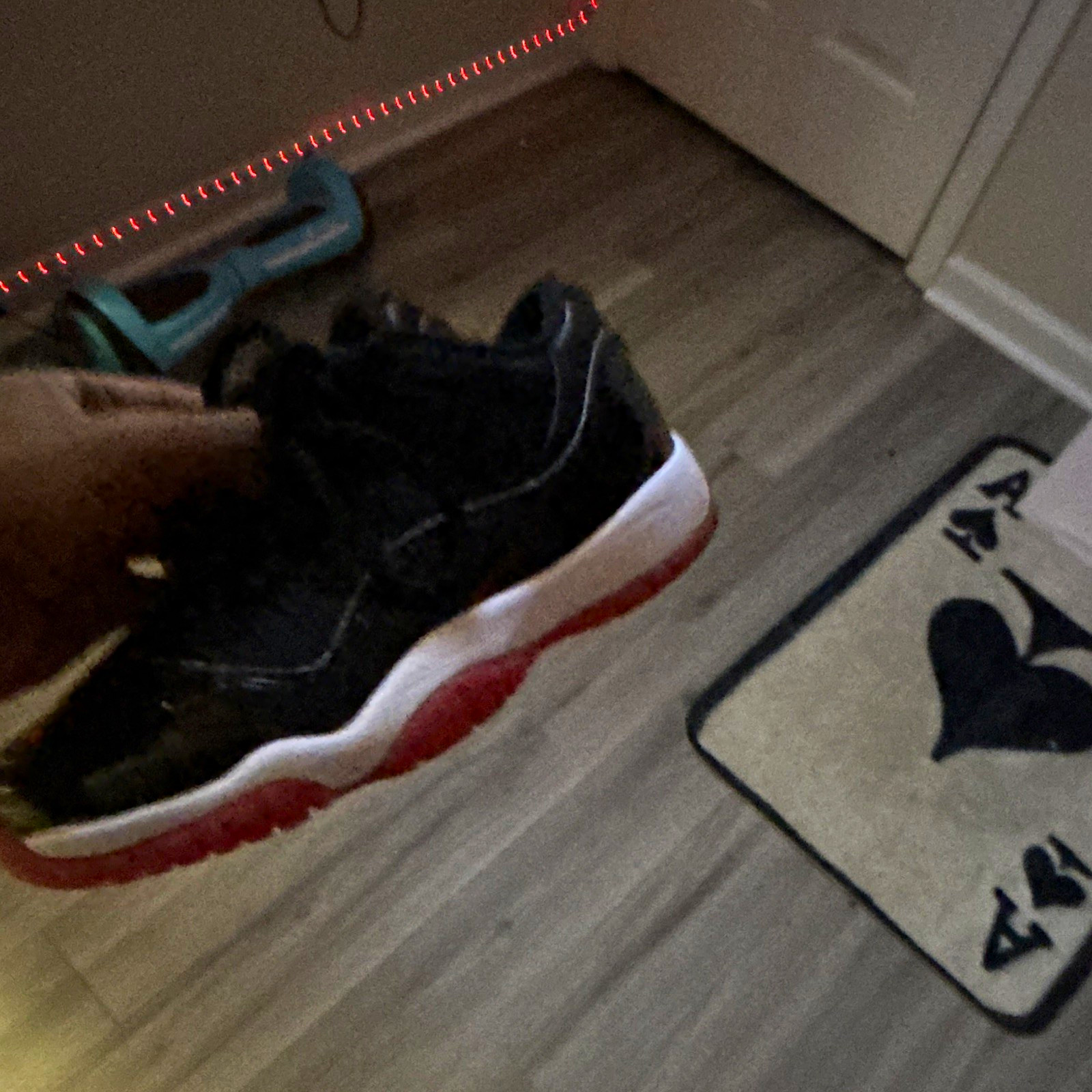 Jordan Air Jordan 11 Men’s Low Top Lace-Up Athletic Sneakers Black/Red/White