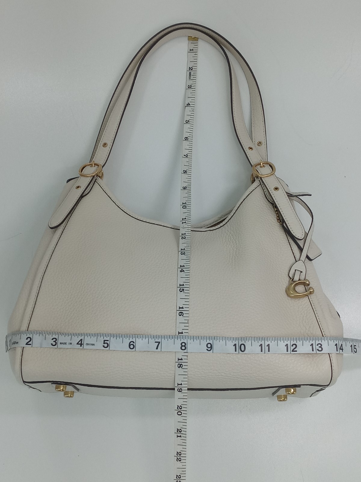 Coach Lori Shoulder Bag Purse Ivory Chalk Pebbled Leather Bag No Dust Bag