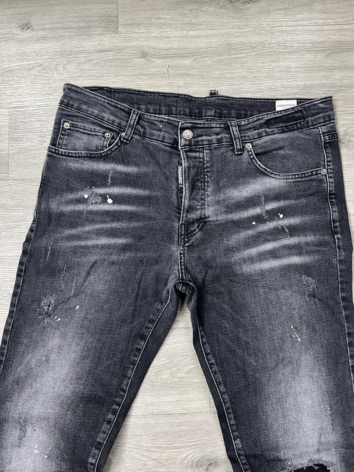 Vtg Dsquared2 Distressed Paint Splatter Jeans Black Y2K Men’s Size It 52