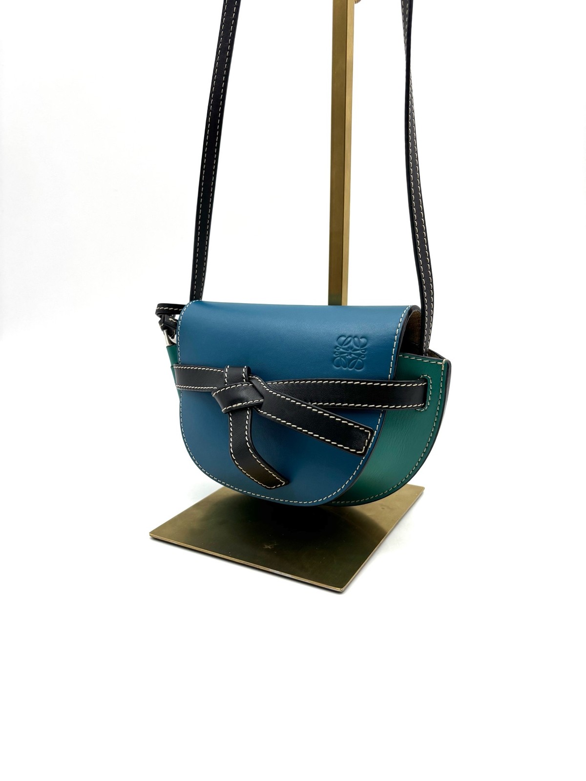 Loewe Pre-Owned Authentic Gate Saddle Bag Blue 13*8*11cm