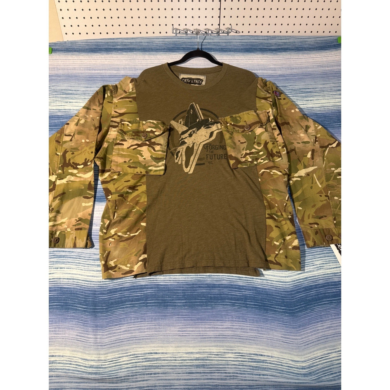 Upcycled Multicam Camo Army Hybrid Tee Forging the Future Graphic Mens 2XL