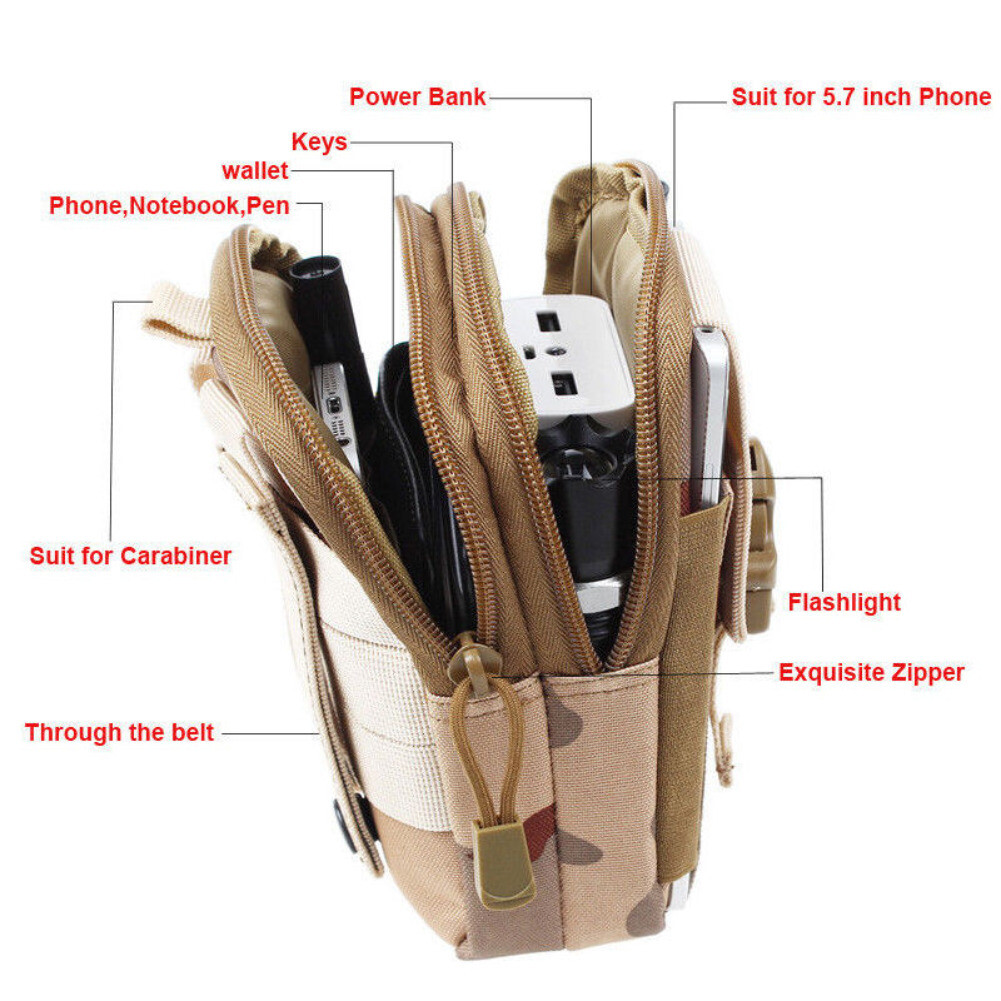 Men’s Tactical Molle Pouch Military EDC Waist Belt Fanny Bags Cell Phone Pocket