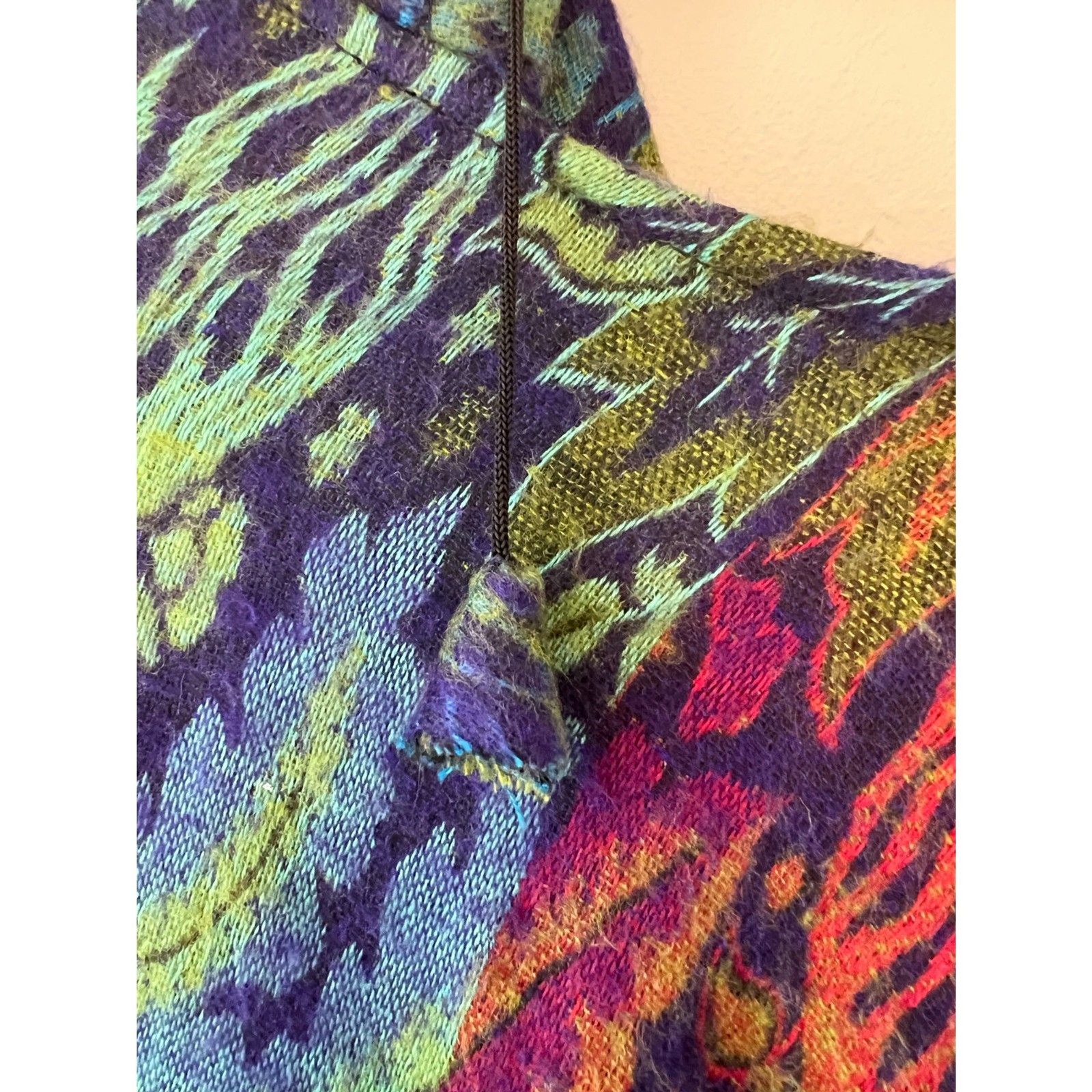 Beautiful and Warm Multicolor Hooded Poncho OS