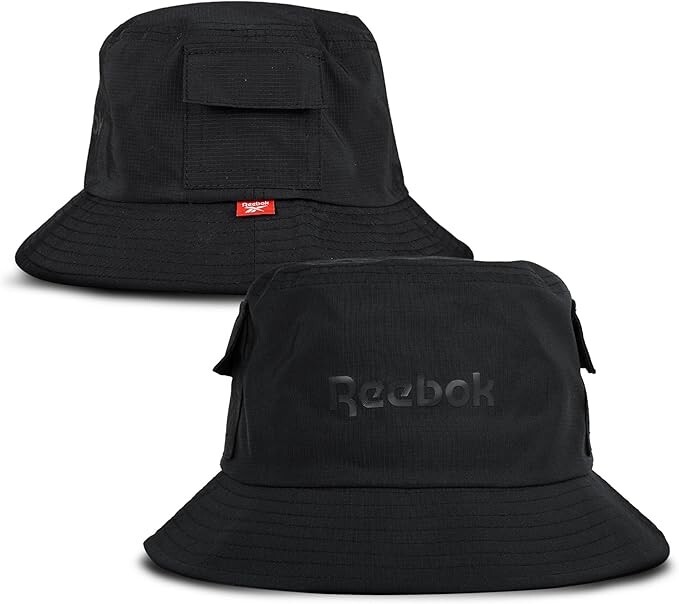 Reebok Bucket Hat Men’s Black Utility Dual Pockets Rare Retro Streetwear OS NWT