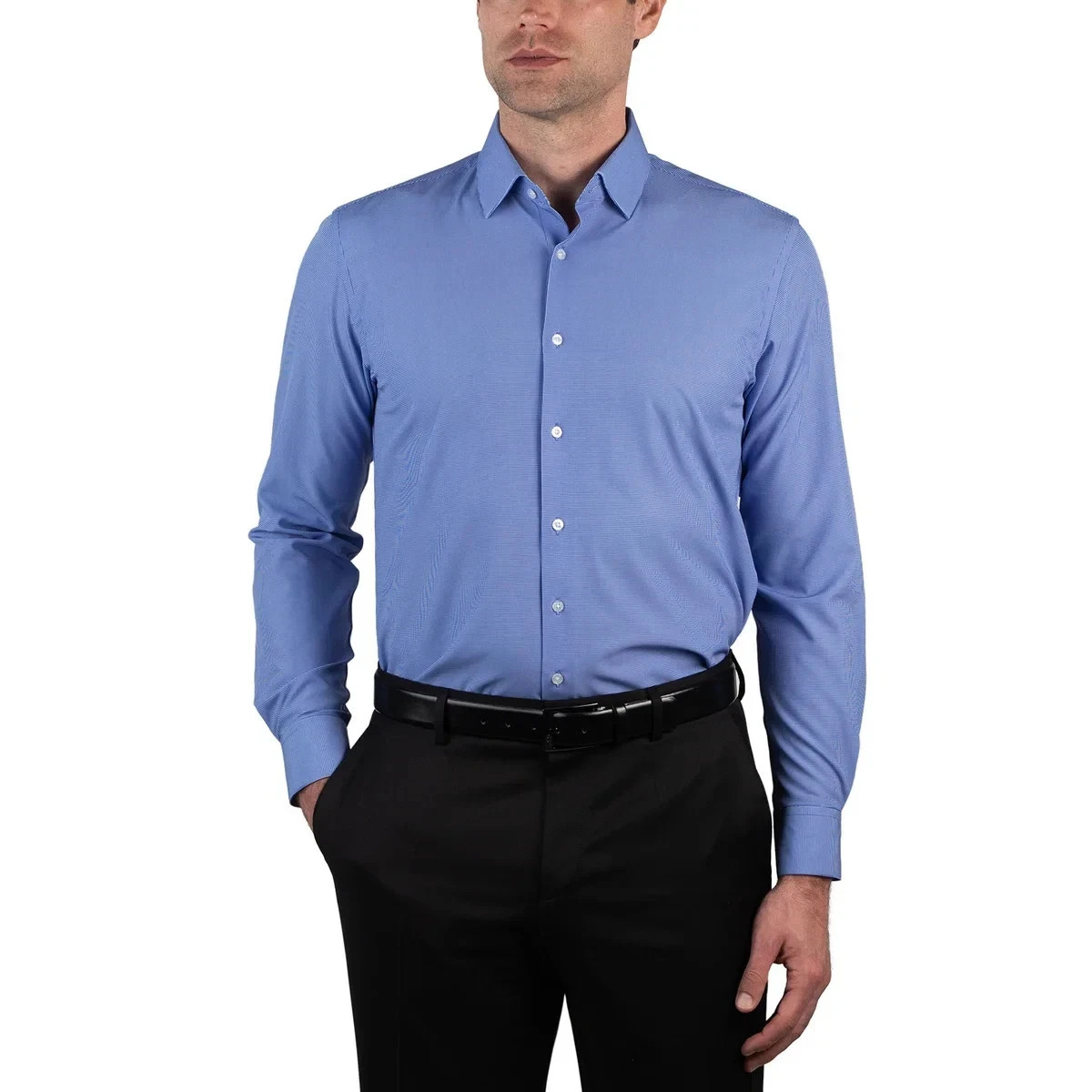 Nautica Men’s Performance Slim Fit Dress Shirt, Navy, XL (17-17.5, 32/33)
