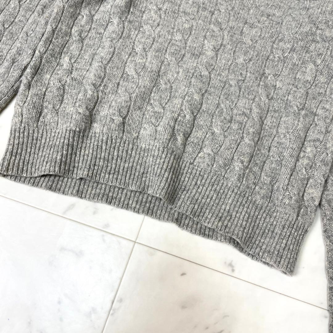 Polo Ralph Lauren CABLE KNIT WOOL CASHMERE V-NECK SWEATER Size S (P) Grey