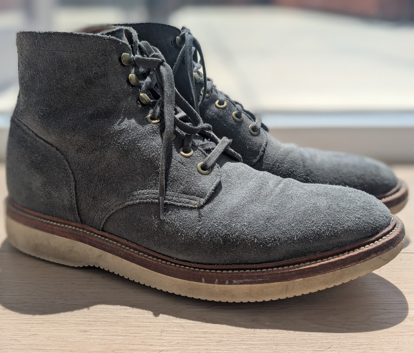 Grant Stone Blue Storm Suede Diesel Boots Lace-Up Vibram Sole Men 11.5D