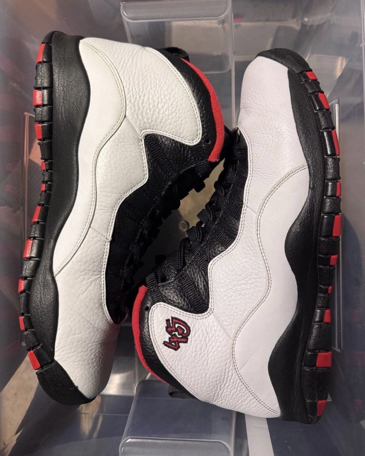 Double Nickel Jordan Air Jordan 10 Men’s Mid Top Leather Sneaker White Black Red