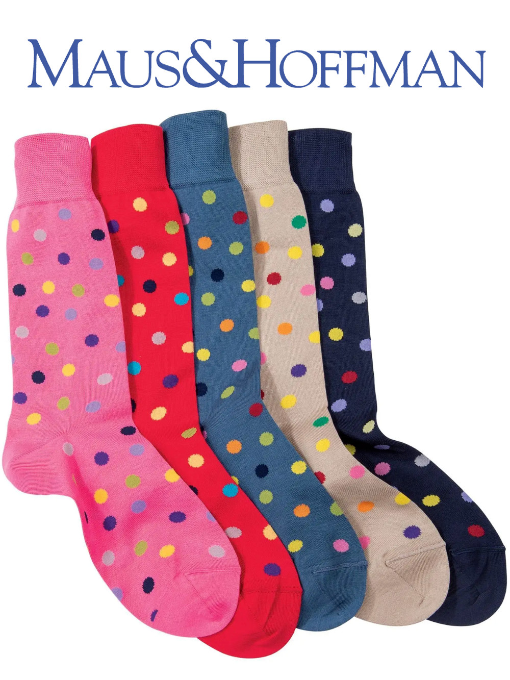 Maus & Hoffman Polka Dot Italian Dress Socks in Pink