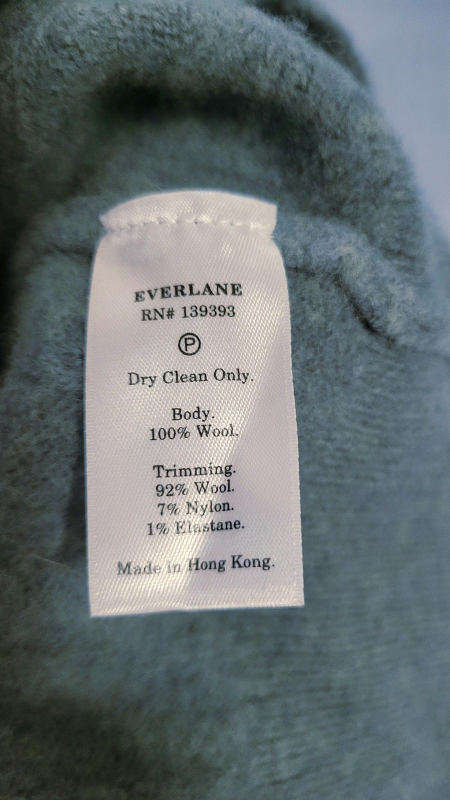 Everlane Women 100% wool Light Blue wool Ribbed Crewneck Sweater Size Large