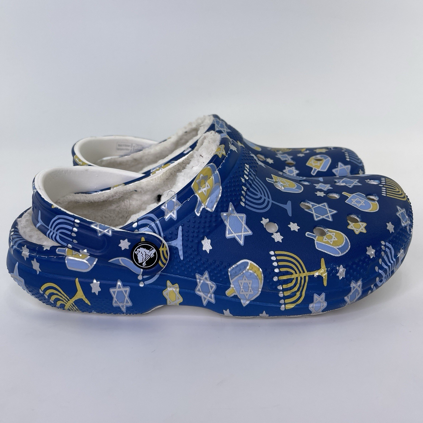 Crocs Classic Lined Holiday Clog Hanukkah Menorah Blue Star Sz Mens 6 Womens 8
