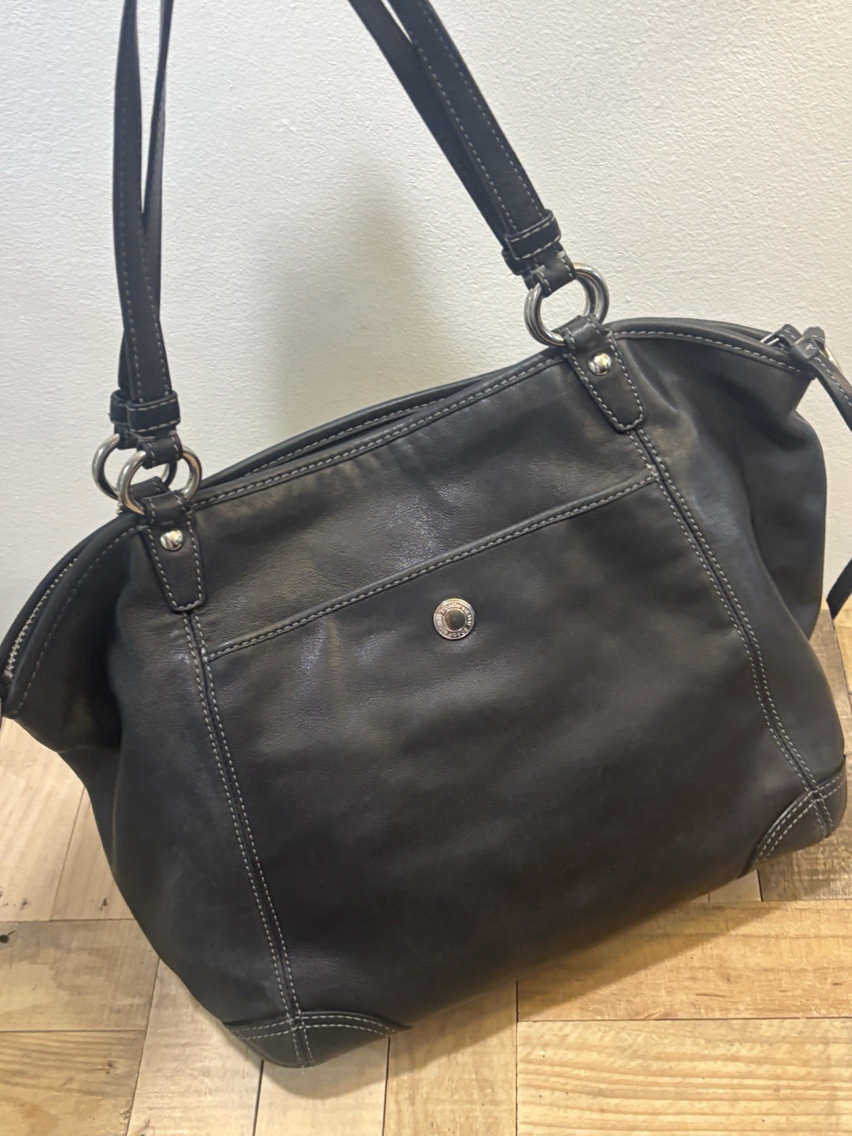 Coach Leah Black Leather Shoulder Bag 13172