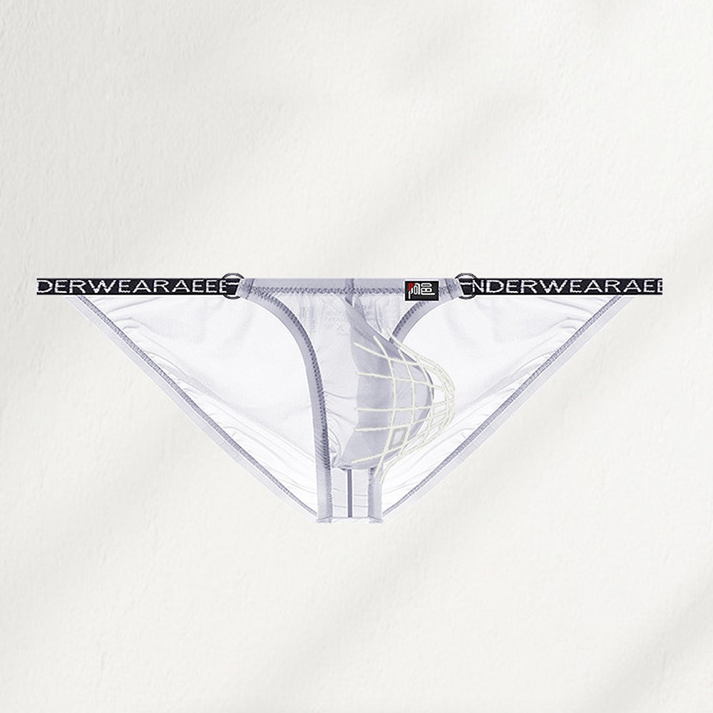 Men Sexy Ice Silk Transparent Underwear Low-rise Panties Breathable Pouch Briefs