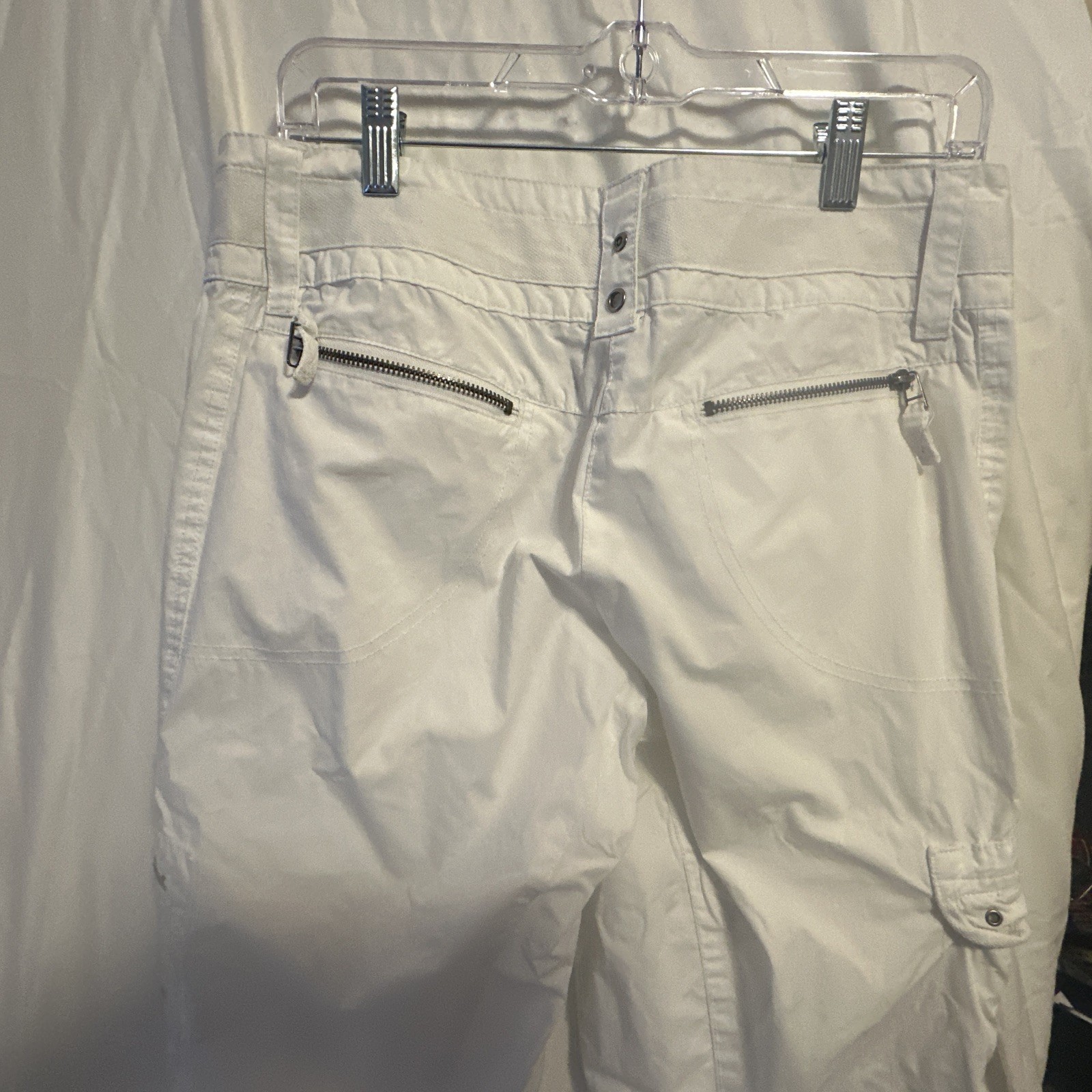 Dalia Collection Women’s Eight Petite White Cotton Cargo Pants Utility Summer 2