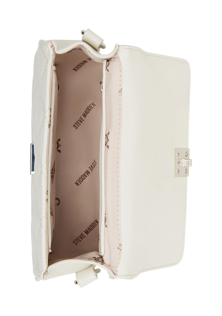 Steve Madden BCarla Crossbody Bag Quilted Chalk White Silver
