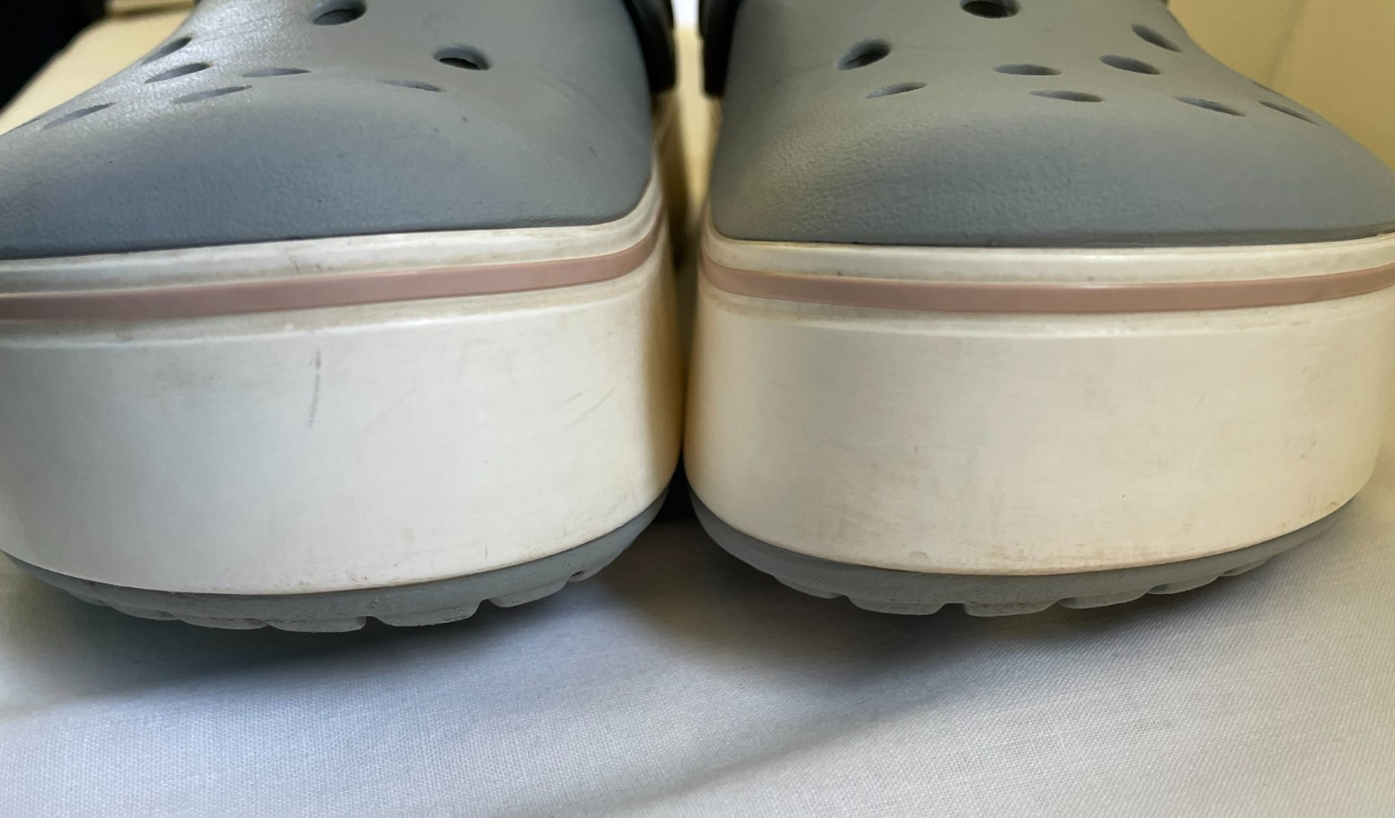 Crocs Crocband Unisex Chunky Gray Rose White Platform Clogs~M-7/W-9~