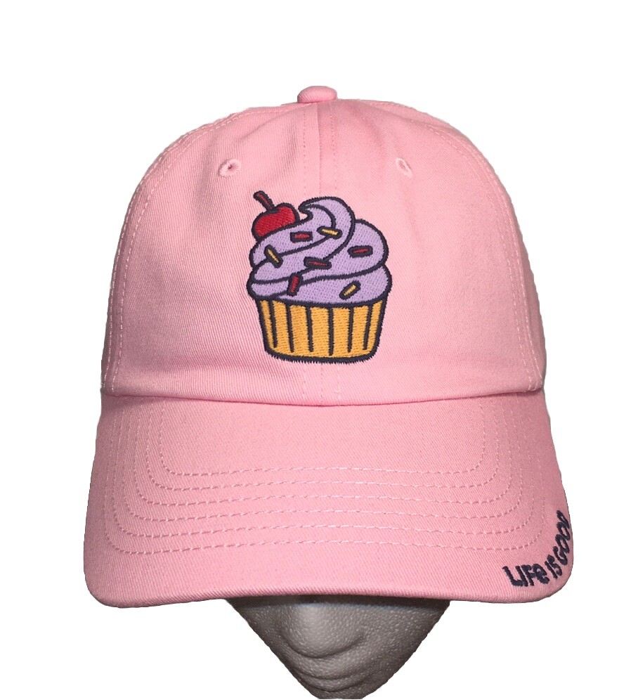 NWT LIFE IS GOOD “PRETTY SWEET” CUPCAKE 🧁 PINK BALL CAP HAT WOMENS