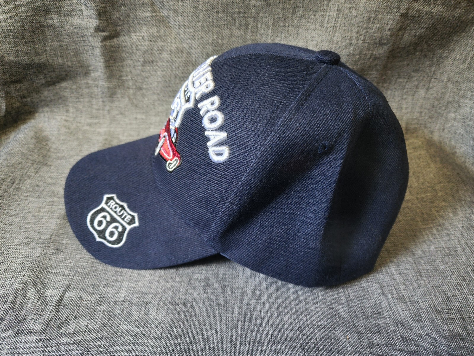 Men’s Black Hawk Embroidered The Mother Road Rt 66 Red Corvette Baseball Hat