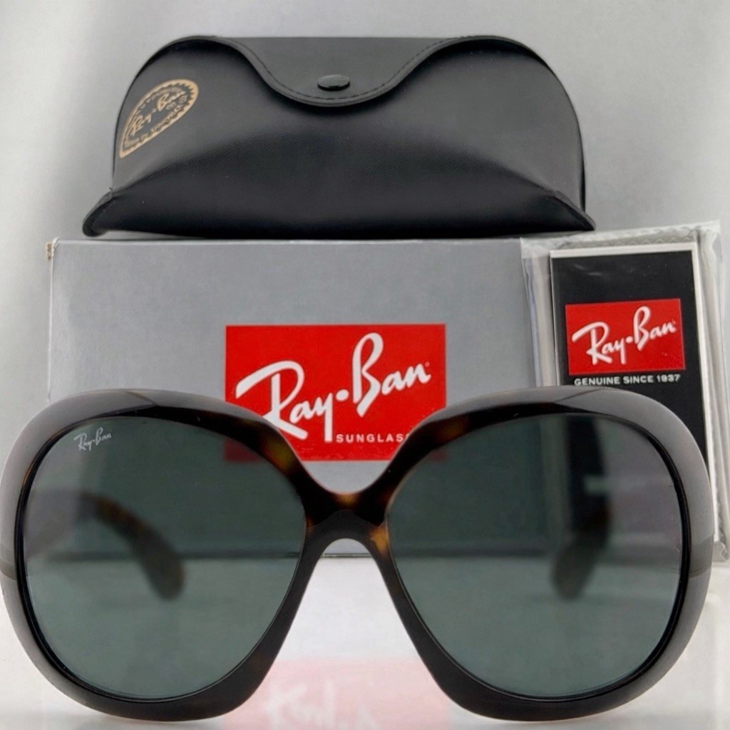 New Ray-Ban Jackie Ohh II Tortoise/ Green G15 60mm Sunglasses RB4098