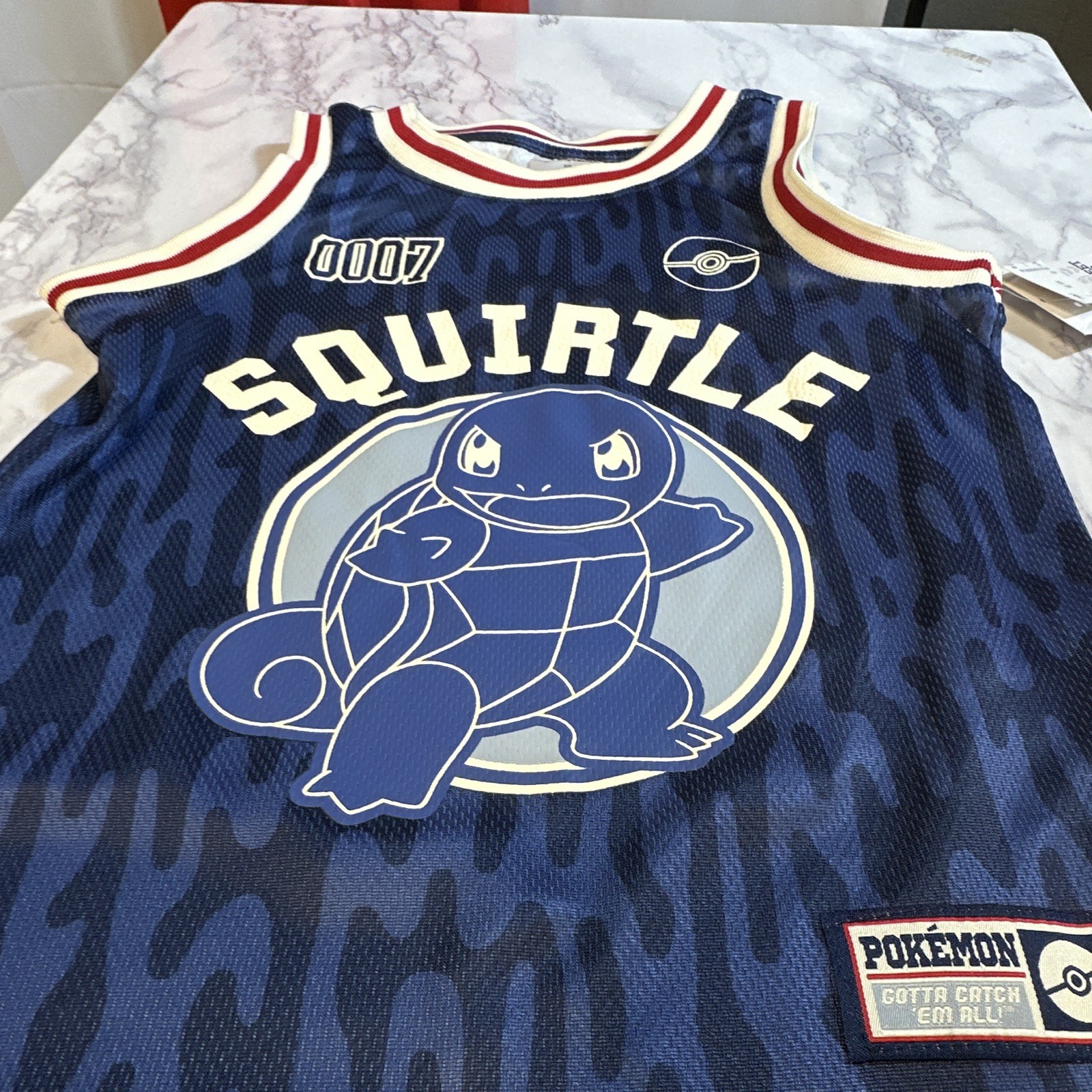 Pokemon Squirtle Men’s Blue Mesh Jersey Tank Top XS Breathable Basketball