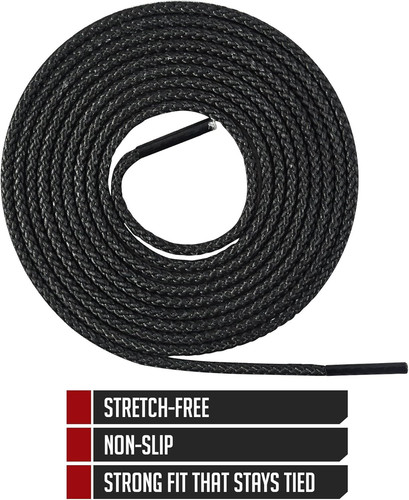 IRONLACE Unbreakable Round Bootlaces – Indestructible, 108-Inch, Black