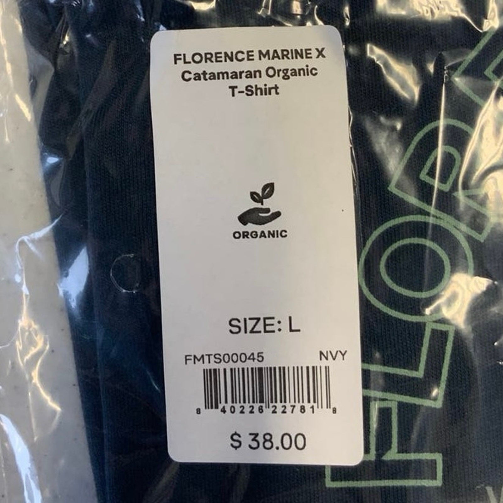 NEW! Florence Marine X Men’s Large Catamaran Organic Navy T-Shirt $38 msrp M5-2