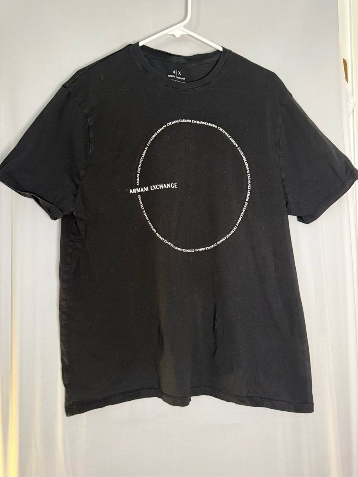 Armani Exchange Black Tee with White Circular Logo