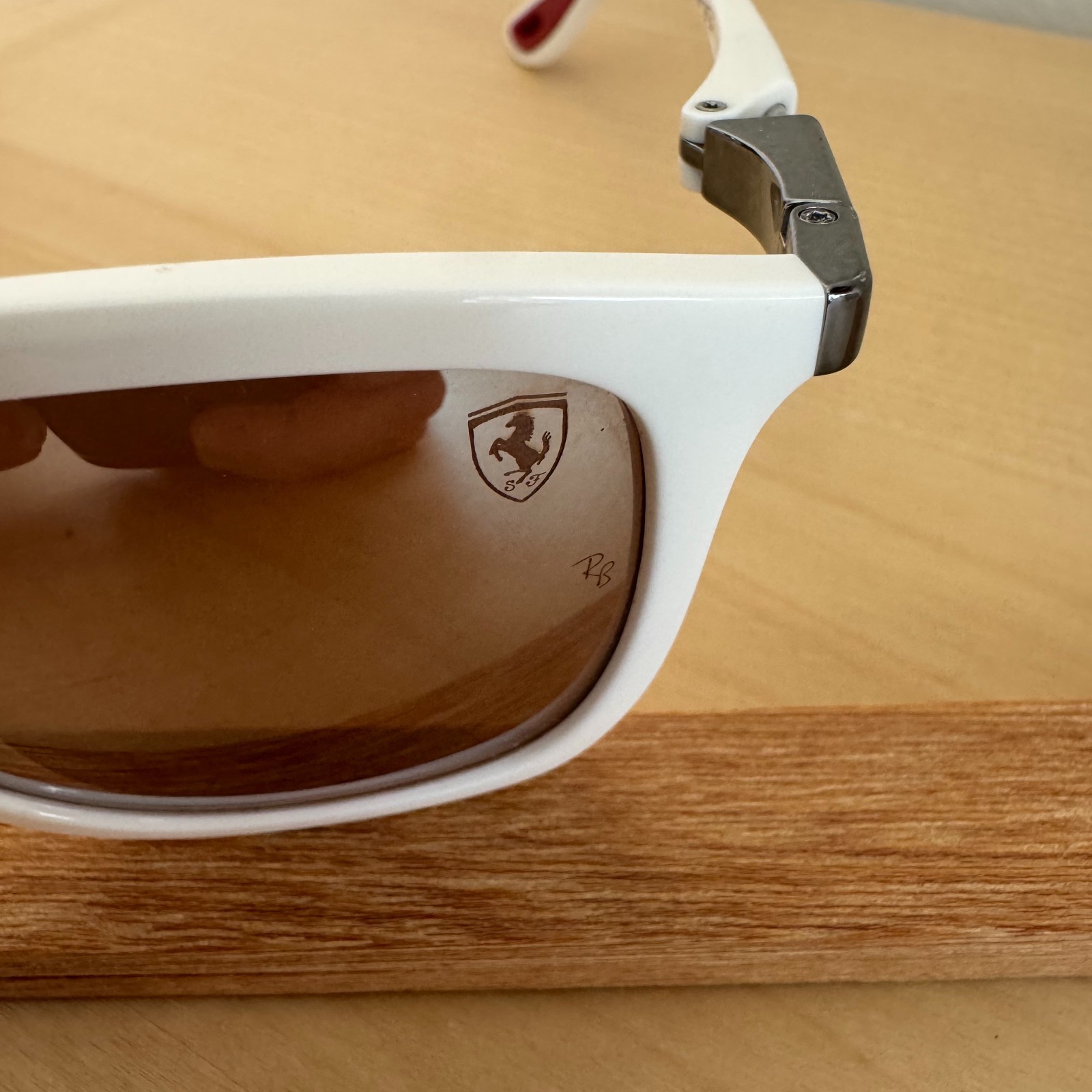 Ray-Ban RB4433-M Scuderia Ferrari Leclerc Edition White Polarized Sunglasses