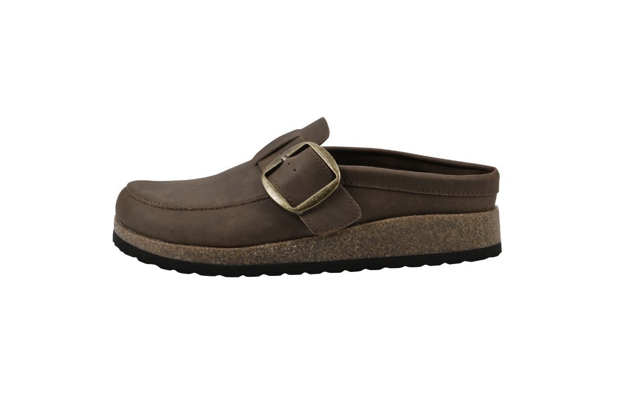 Mountain Sole brown vegan slip on clogs w/buckle detail women’s size 6 NWT