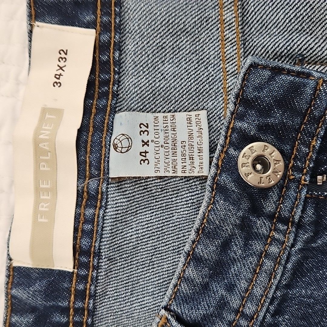 Free Planet Men’s Jeans 34×32 Casual Tapered Stretch Sustainable Denim Pants NWT
