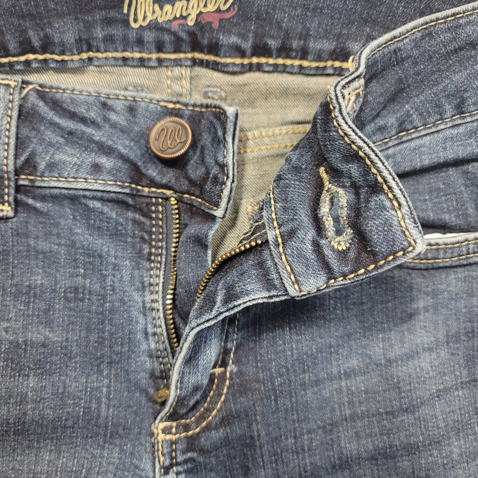 Wrangler 75 Years Flare Leg Blue Denim Bell Bottoms Jean 7X34 (29×31) Cowgirl
