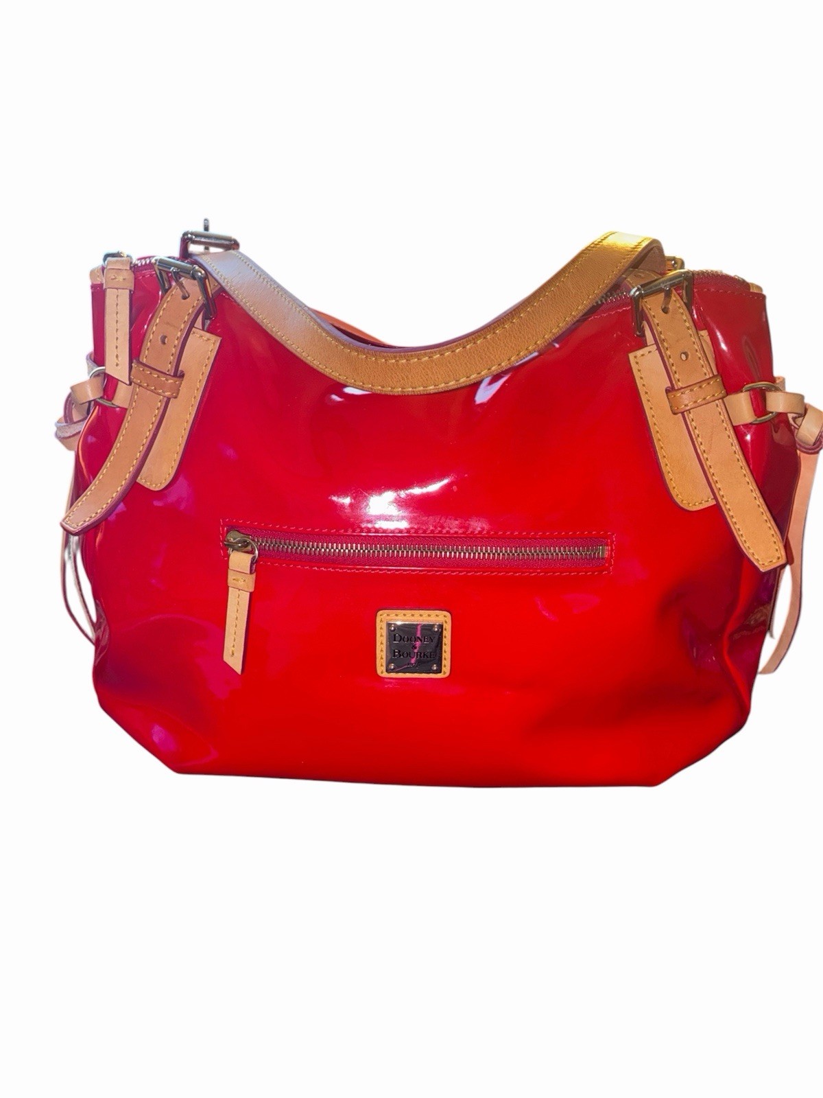 DOONEY & BOURKE ‘NINA’ EUC PATENT LEATHER SATCHEL IN VIBRANT RED