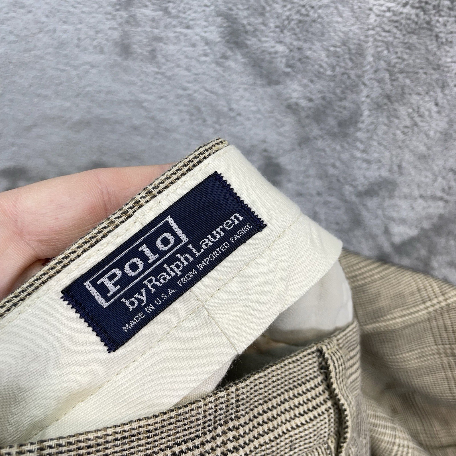 Vintage Polo Ralph Lauren Pants Men 34×32 Dress glen plaid pleated money USA