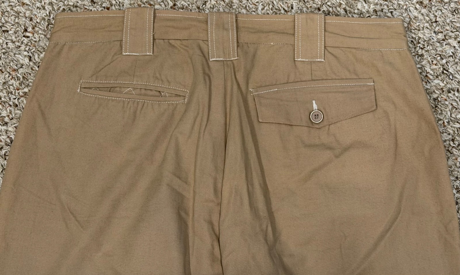 Rogues Gallery Men’s XL Tan Canvas Pants 36×28 Relaxed Straight Contrast Stitch