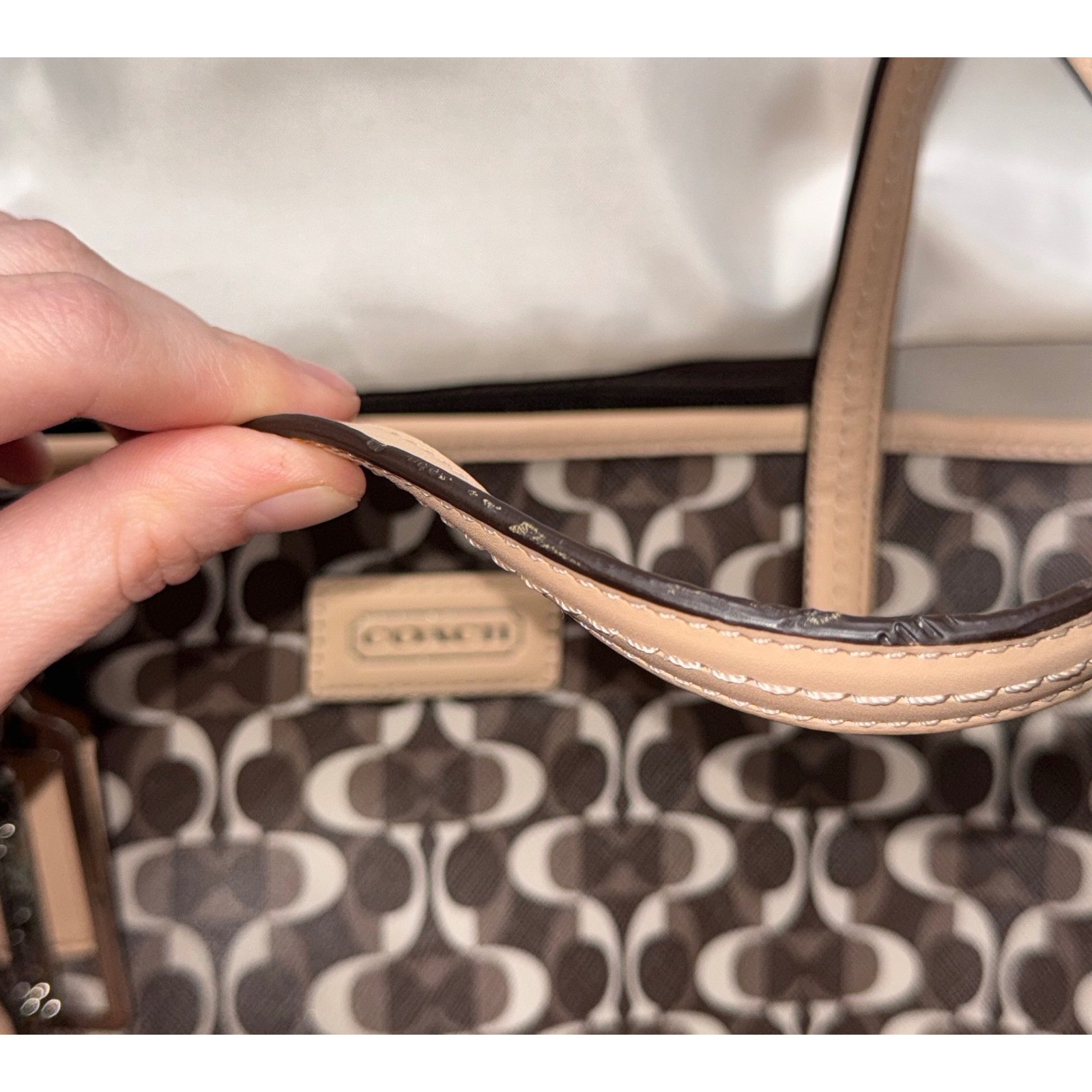 Coach 2013 Park Metro Splt Signature Tote Brown Tan Leather Trim F25673 NWT Read