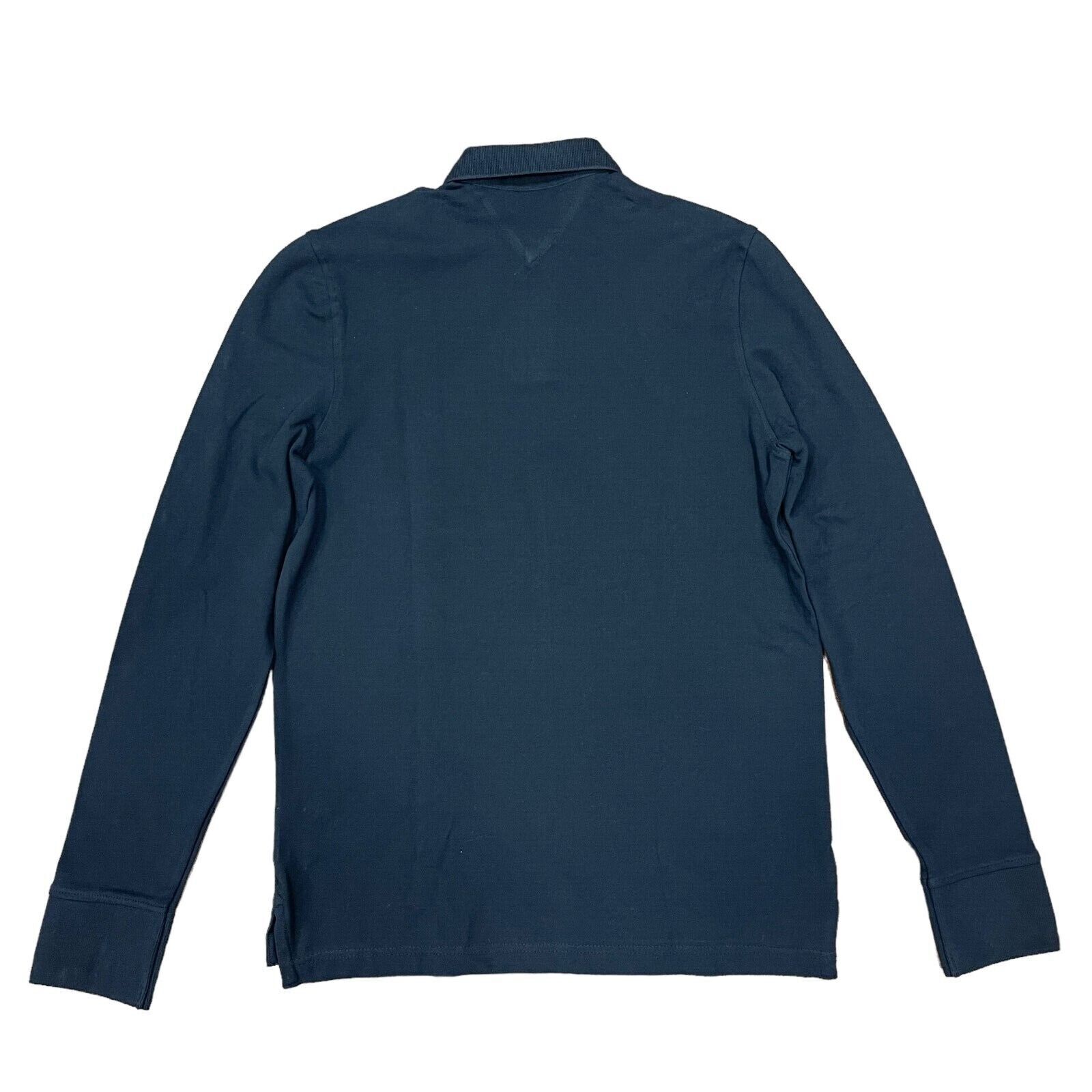 Tommy Hilfiger Mens Regular Fit Solid Stretch Cotton Mesh Long Sleeve Polo Shirt