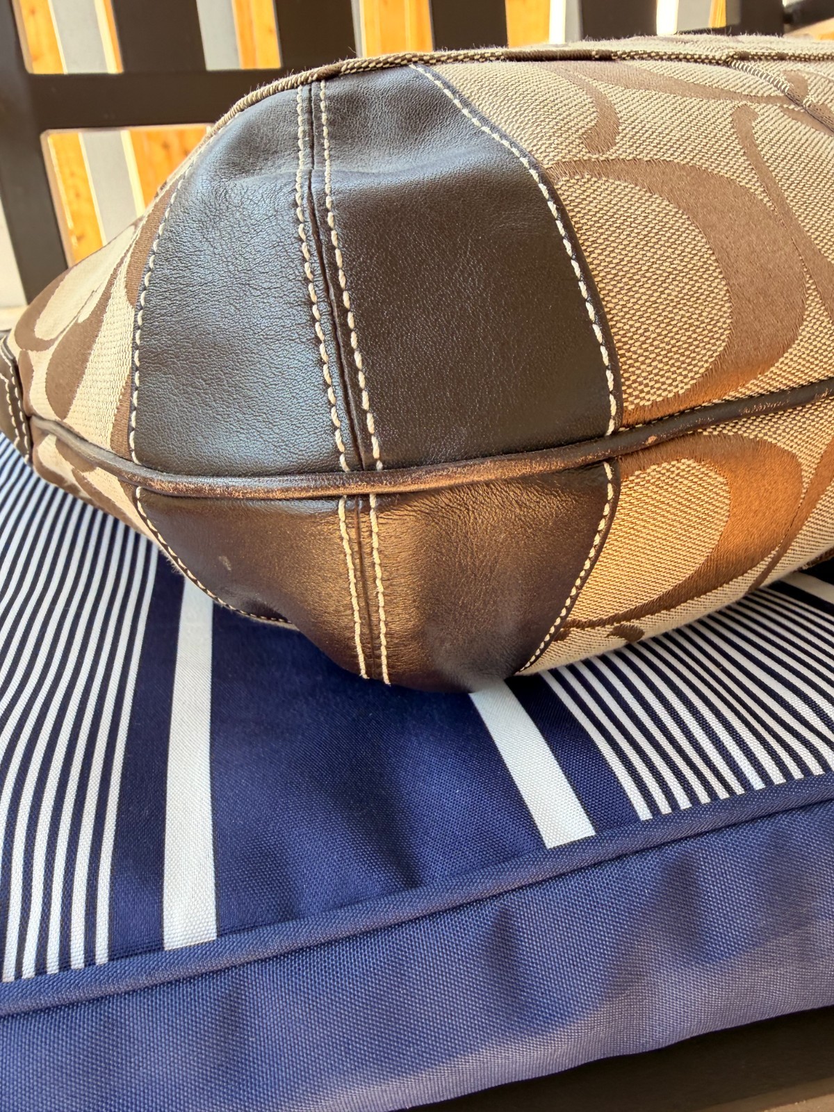 Coach 2007 Y2K Ergo Signature Brown Canvas and Leather Hobo Bag 11290