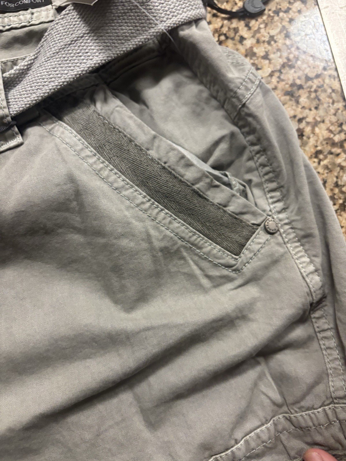 Nick Danger Men’s Light Grey Solid Cargo Shorts Belted Flat Front Buckle