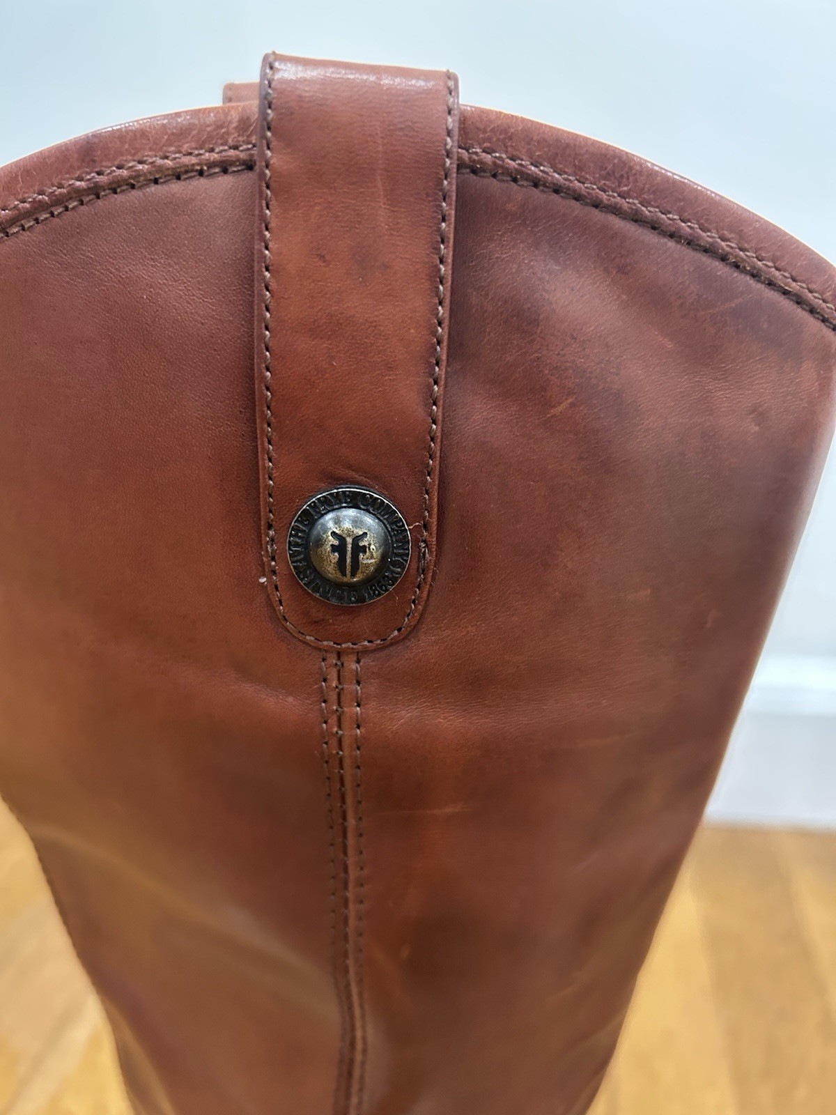 Frye Women’s Melissa Button Brown Leather Riding Boots 6.5B Extended Calf