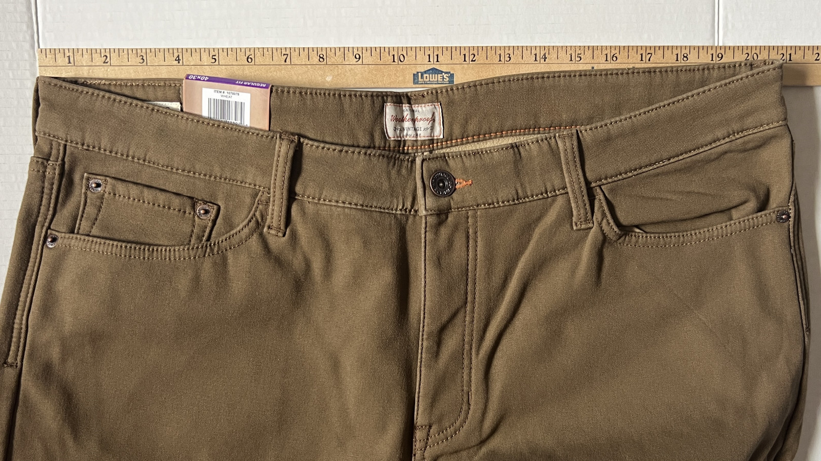 NWT WEATHERPROOF VINTAGE – Men’s NEW Stretch Canvas Fleece Lined Pants – 40×30