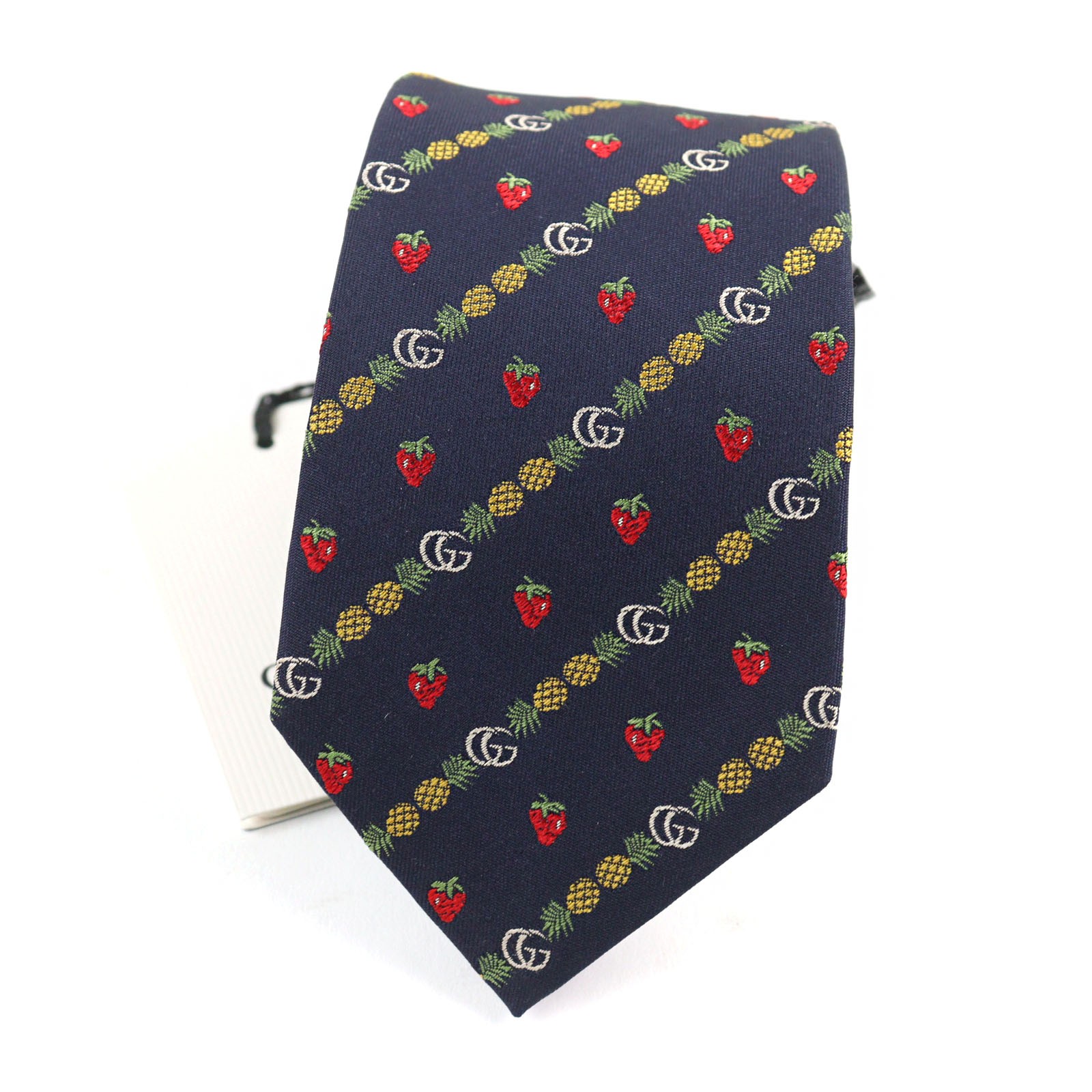 Gucci GG logo Bee Pineapple Strawberry Silk Tie – DUTY FREE
