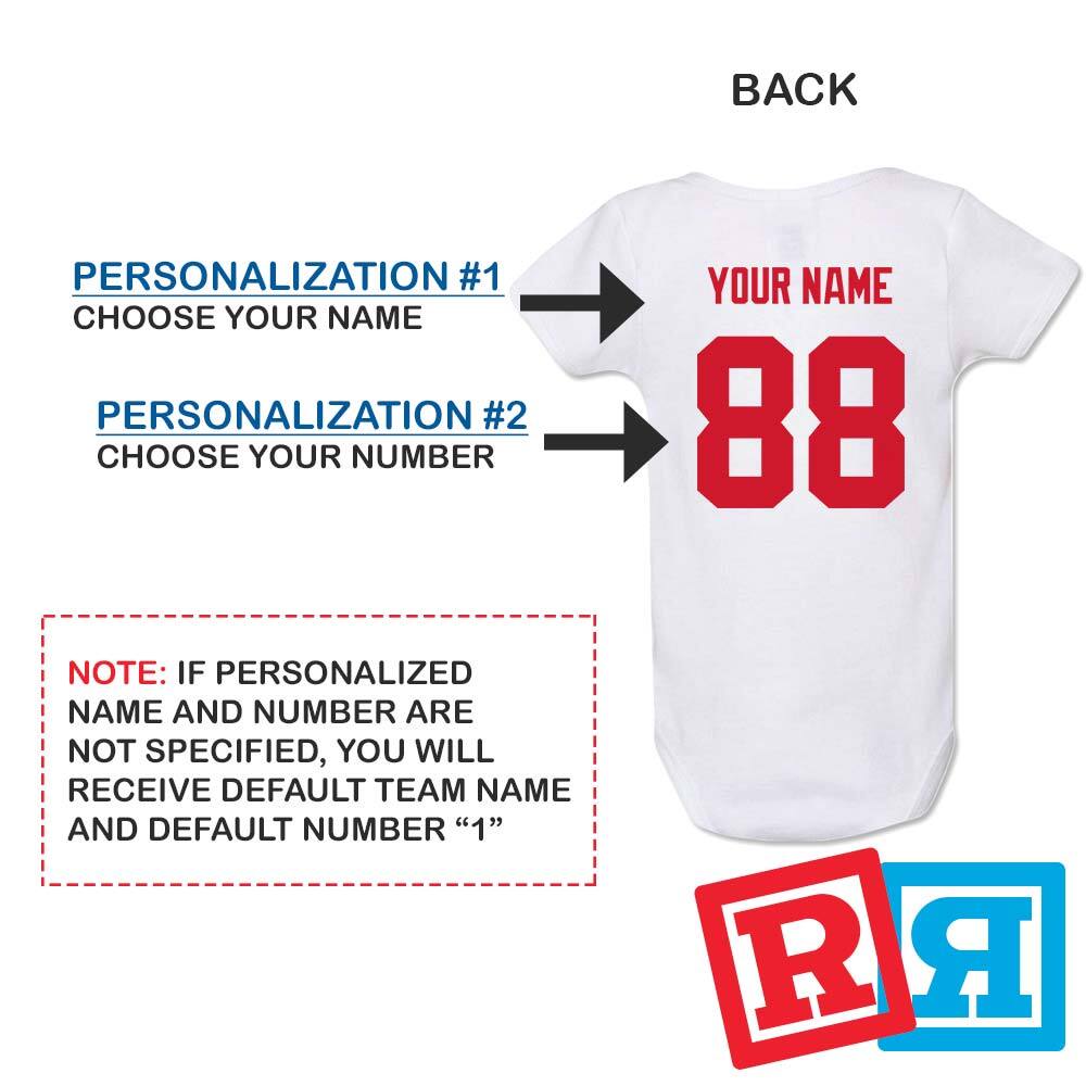 Personalized Detroit Red Wings Gerber Baby Onesie® Cotton Custom Bodysuit
