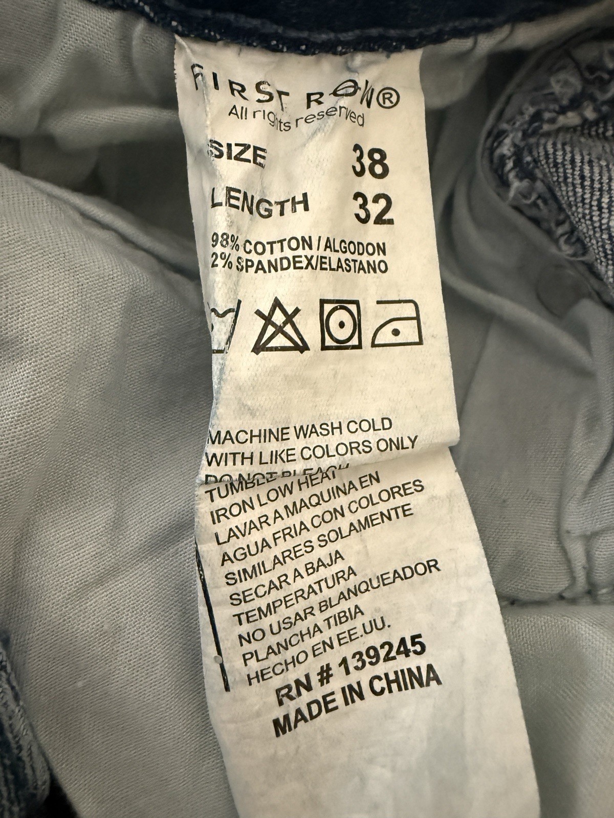 First Row Utility Cargo Repair Distressed Denim Jeans Size 38X32