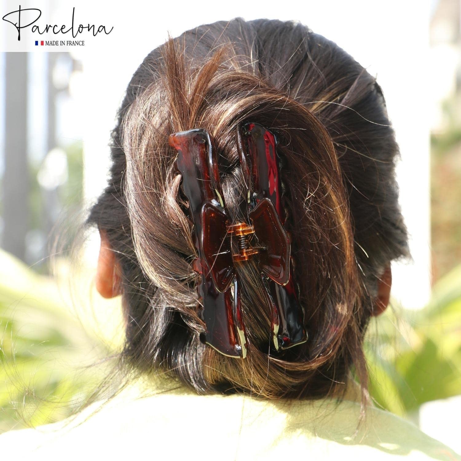 Parcelona French Extra Large Celluloid Shell Hair Claw Clip Made To Last